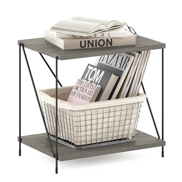 Furinno Besi Industrial Multipurpose Side Table with Metal Frame