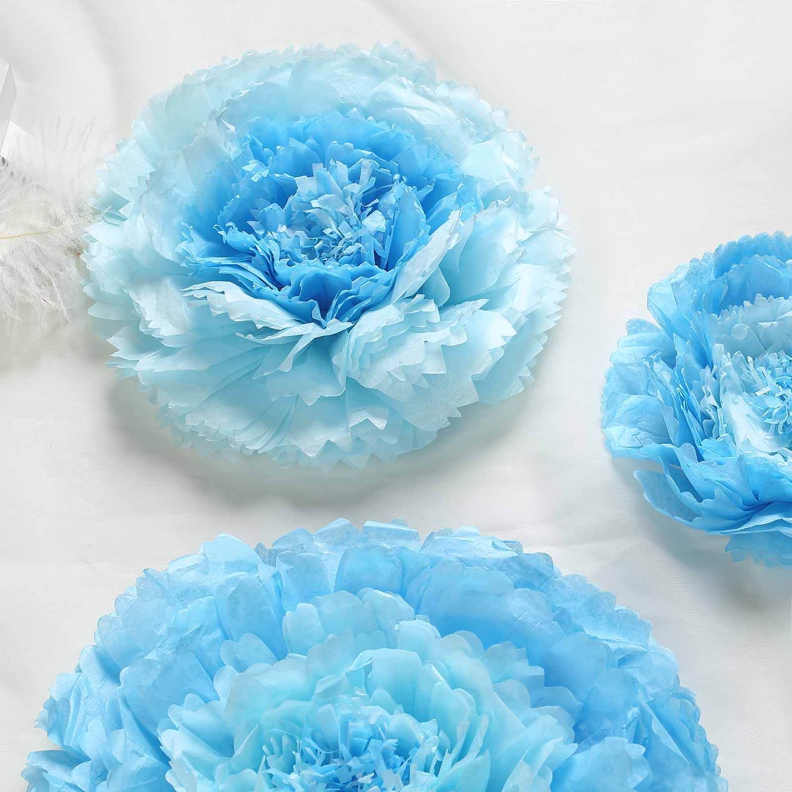 Set of 6 Aqua / Blue Carnation 3D Paper Flowers Wall Decor 7