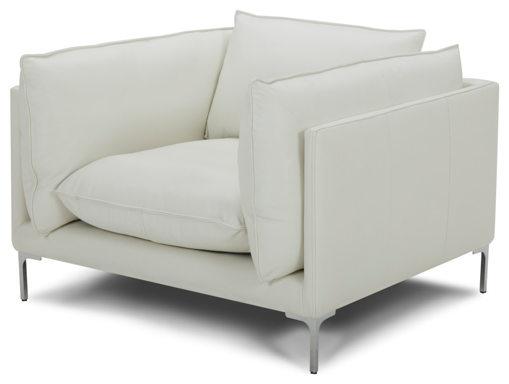 Divani Casa Harvest Modern White Full Leather Chair   Contemporary   Armchairs And Accent Chairs   by Vig Furniture Inc.  Houzz