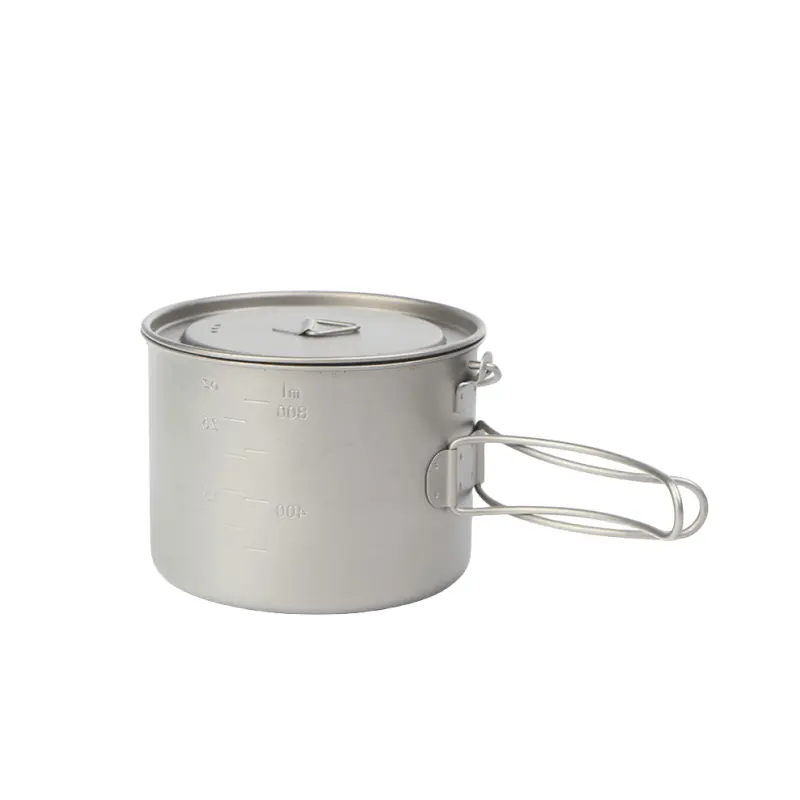 Outdoor Hiking Reusable Titanium Cooking Pot Camping accessories Titanium hanging pot sets For Picnic Hiking