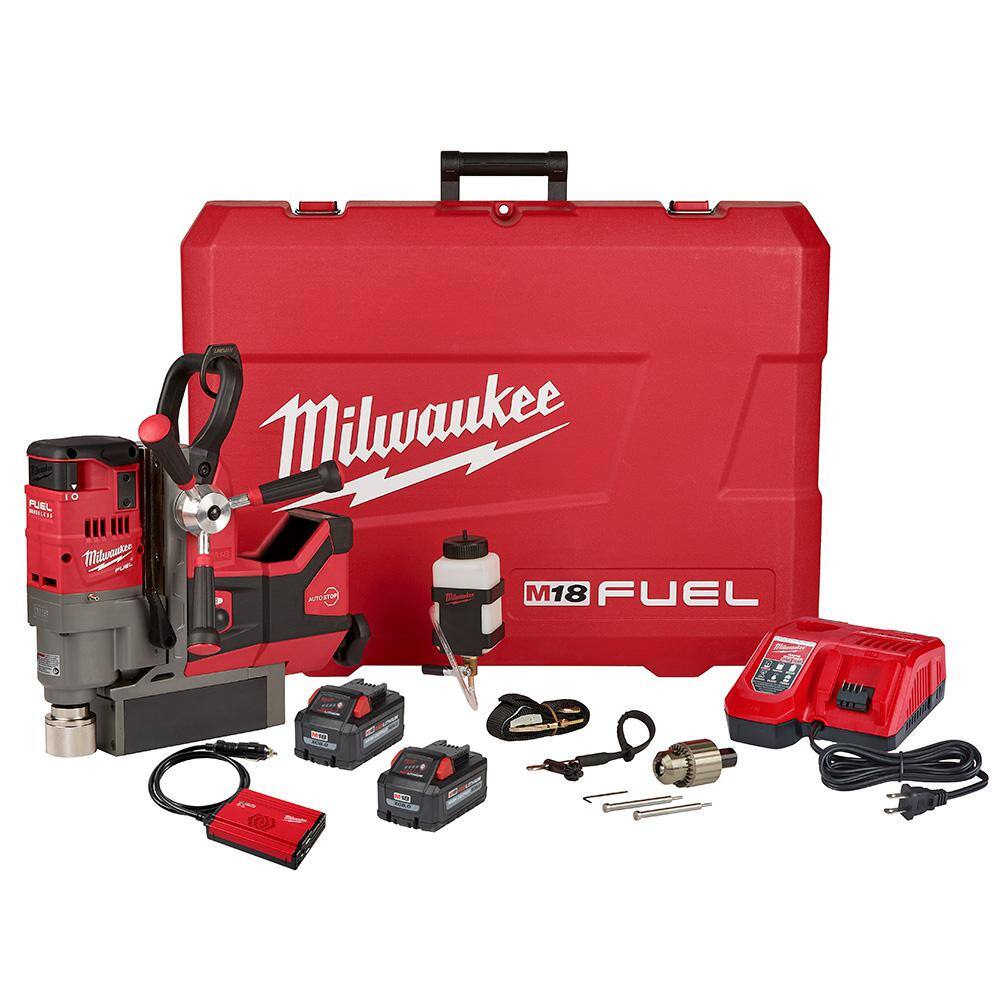 MW M18 FUEL 18V Lithium-Ion Brushless Cordless 1-12 in. Lineman Magnetic Drill High Demand Kit w Two 8.0Ah Batteries 2788-22HD