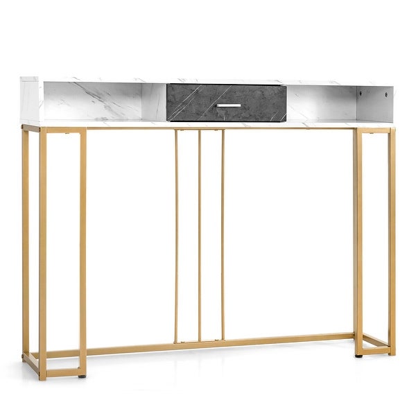 Gymax Console Entryway Hallway Table Gold Narrow Long Sofa Table for