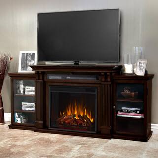 Real Flame Calie Entertainment 67 in. Media Console Electric Fireplace TV Stand in Dark Walnut 7720E-DW