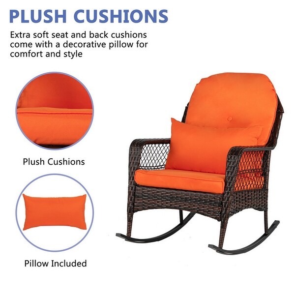 Outdoor Wicker Rocking Chair with Cushion