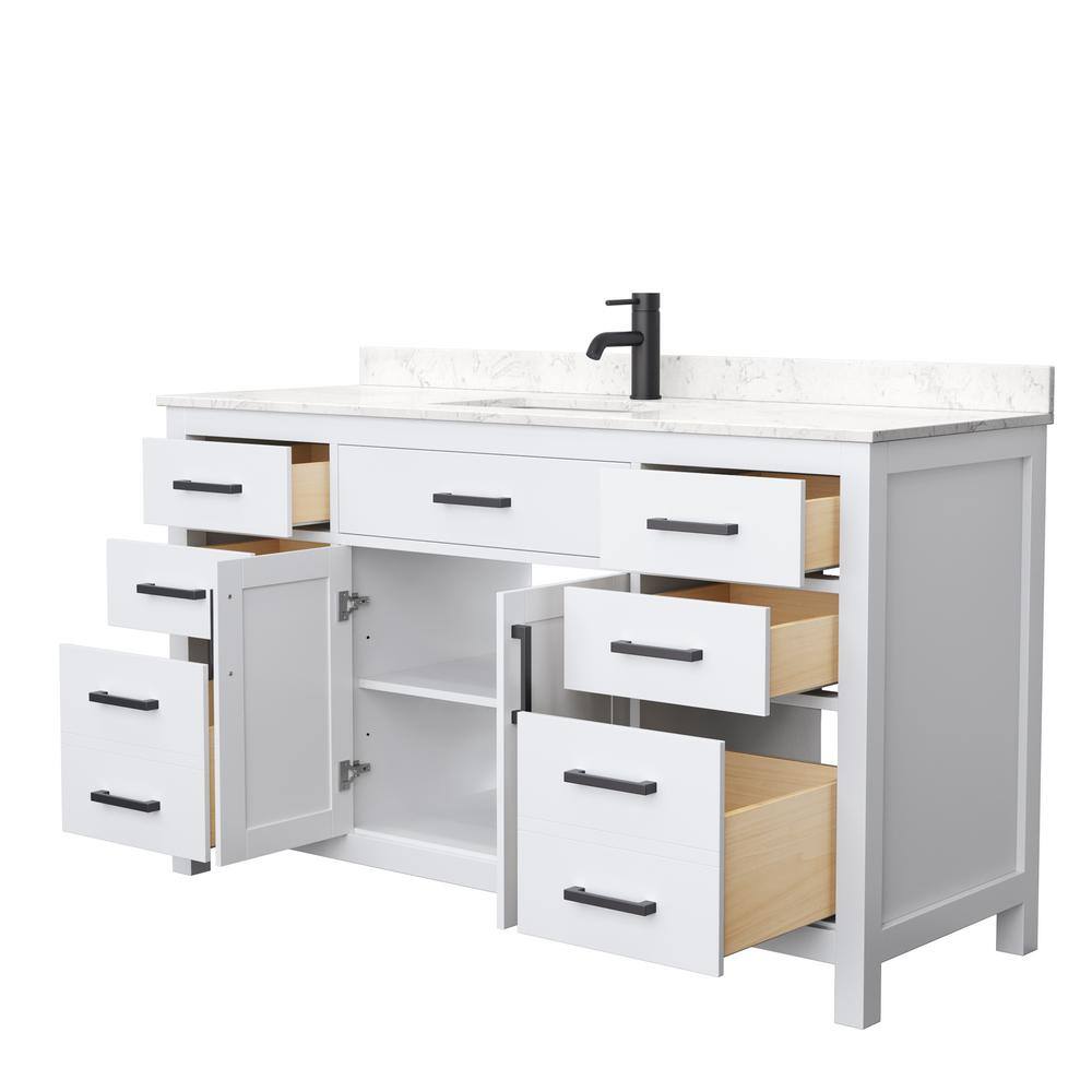 Wyndham Collection Beckett 60 in. W x 22 in. D x 35 in. H Single Sink Bath Vanity in White with Carrara Cultured Marble Top WCG242460SWBCCUNSMXX