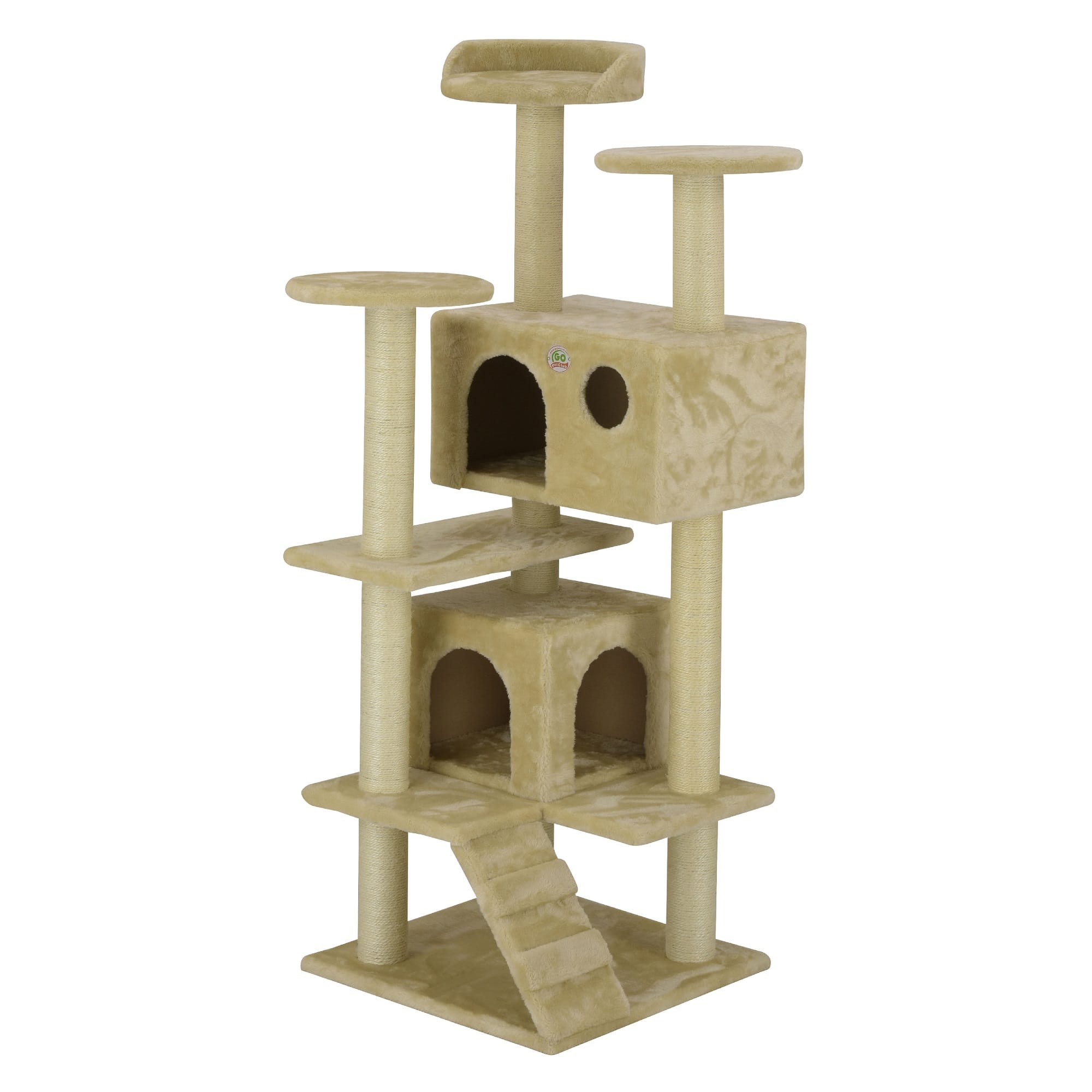 Go Pet Club Beige Cat Tree Condo with Sisal Scratching Posts F2024， 53