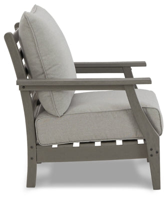 Signature Design by Ashley Outdoor Modern Visola Resin Cushioned Lounge Chair, Set of 2, Gray