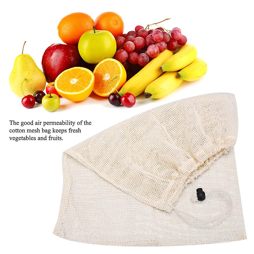 Natural Cotton Mesh Bags Lightweight Fruit Vegetable Shopping Storage Recyclable Net Bags M