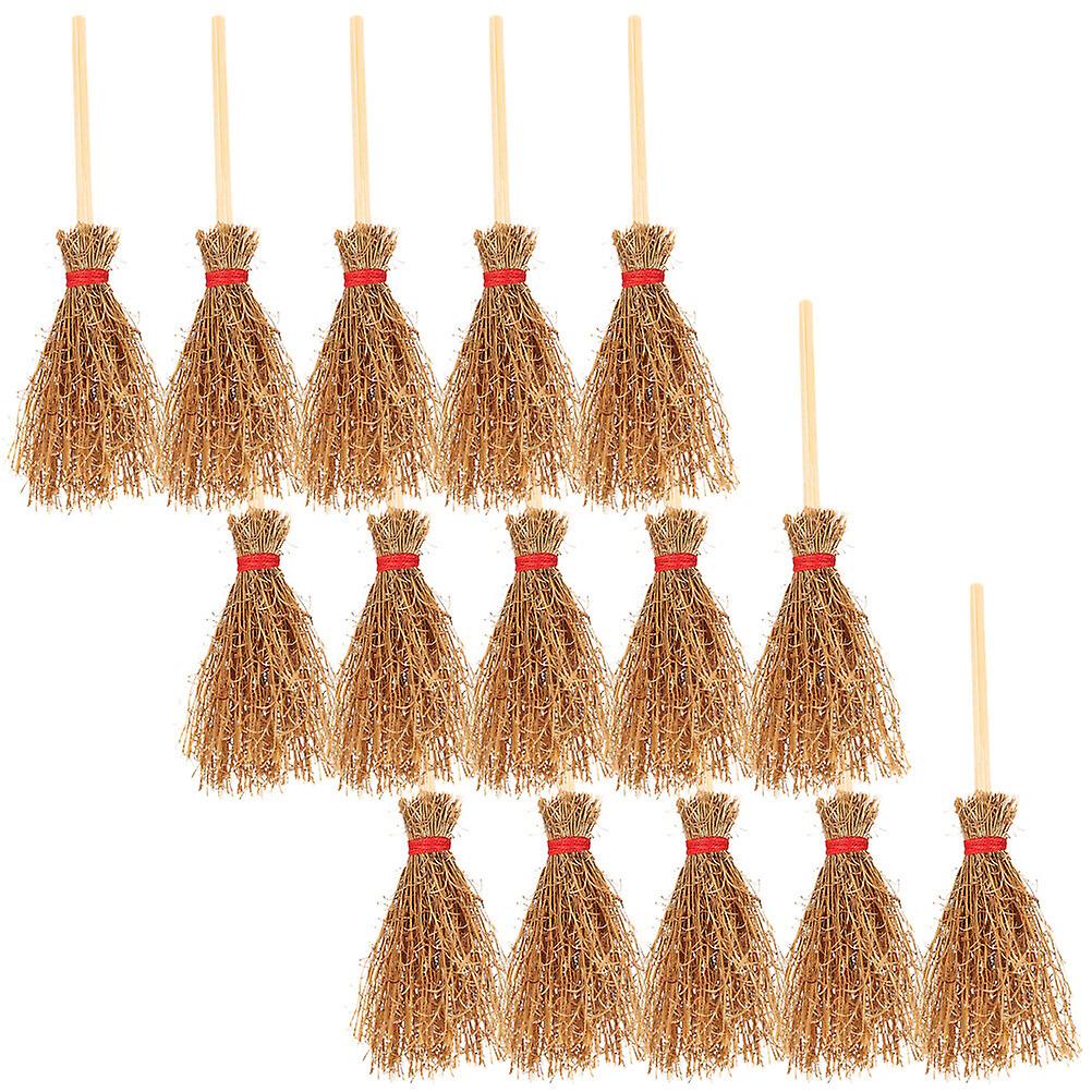 15pcs Doll House Brooms Mini Broom Ornaments Micro Landscape Decoration