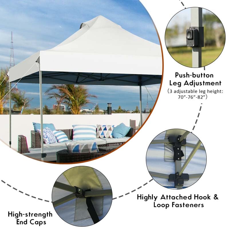 10 x 10 FT Pop Up Canopy Tent Portable Folding Event Party Tent Adjustable with Roller Bag