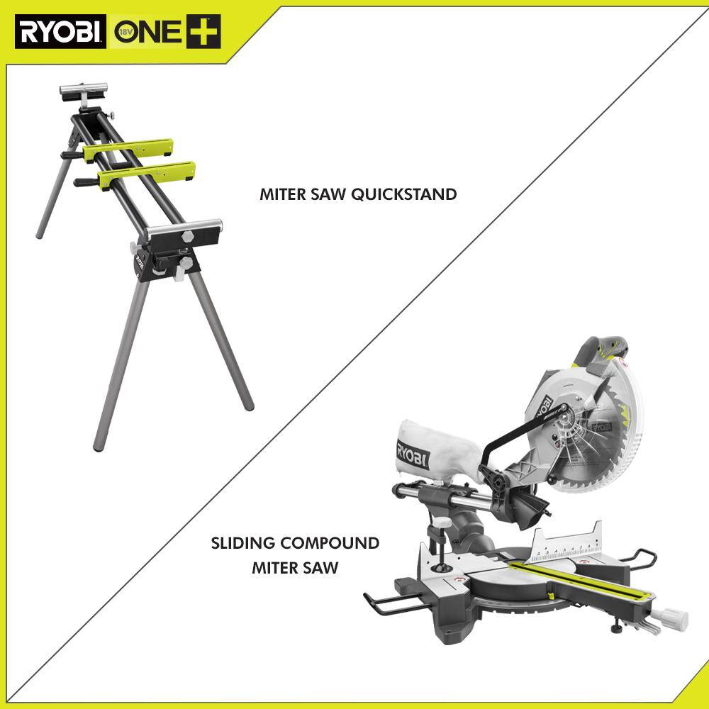 RYOBI 15 Amp 10 in. Corded Sliding Compound Miter Saw and Universal Miter Saw QUICKSTAND TSS103-A18MS01G