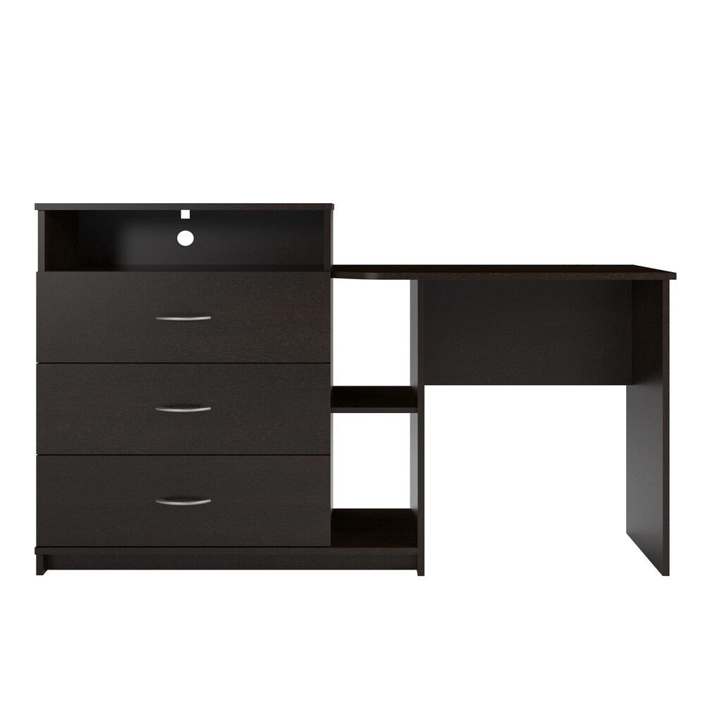 Porch   Den Alyssa Espresso 3 in 1 Media Dresser and Desk Combo