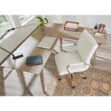 Modern Comfort Winsley Bonded Leather Mid-Back Manager's Chair， White/Silver， BIFMA Certified