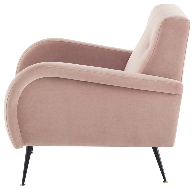 Eunice Occasional Chair Blush Velour   Midcentury   Armchairs And Accent Chairs   by Peachtree Fine Furniture  Houzz