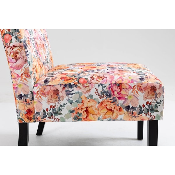 Floral Fabric Design Upholstered Accent Chair Side Chair SET OF 2