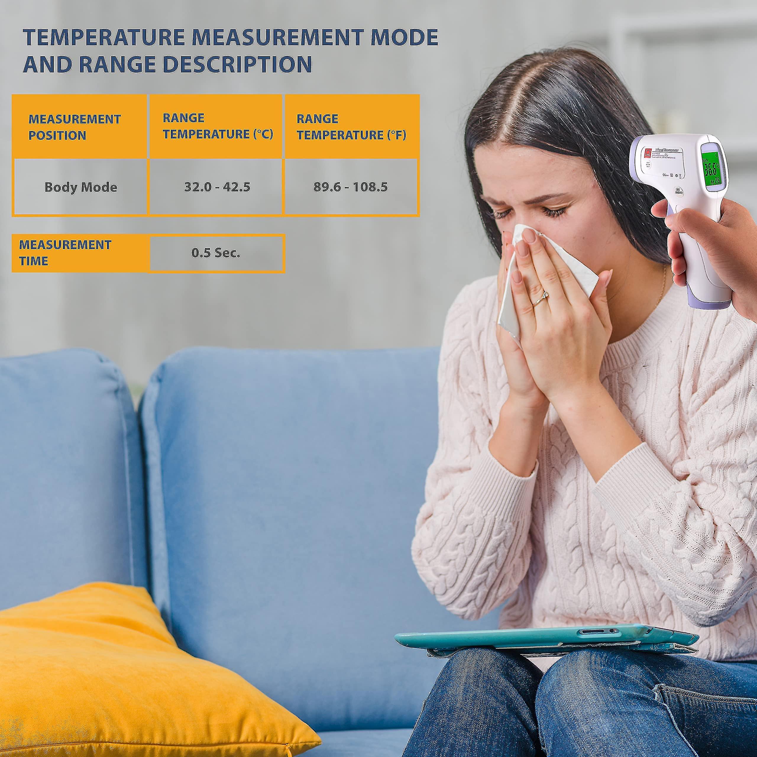 No Touch Infrared Forehead Thermometer Instant Temperature Checker Room， Surface And Body Mode Thermometer