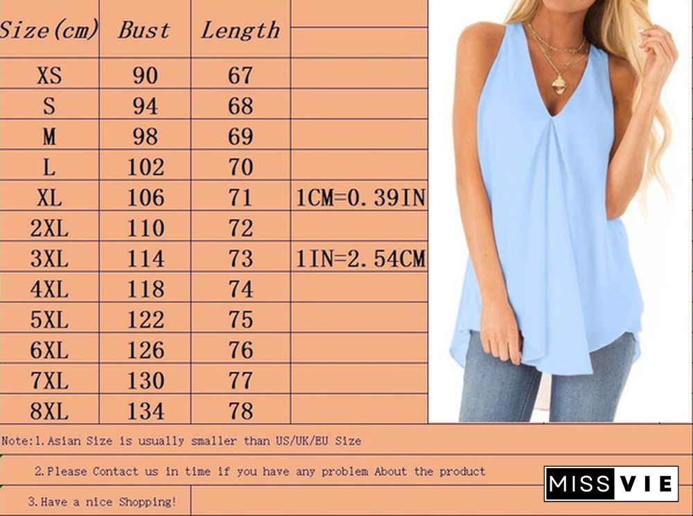 XS-8XL Spring Summer Tops Plus Size Fashion Clothes Women's Casual Off Shoulder Chiffon Blouse Summer Tops Sleeveless Blouses V-neck Solid Color Camisoles Beach Wear Vest Shirts Ladies Off Shoulder Pleated Loose Tank Tops