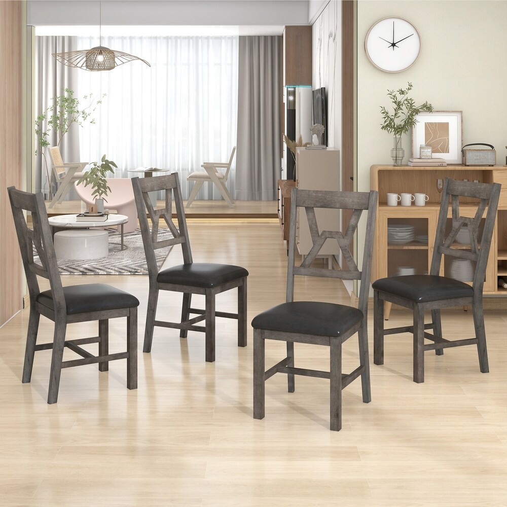 Helga Solid Wood Upholstered Dining Chairs (Set of 4)   16.3 x 18.1 x 40.1 inch