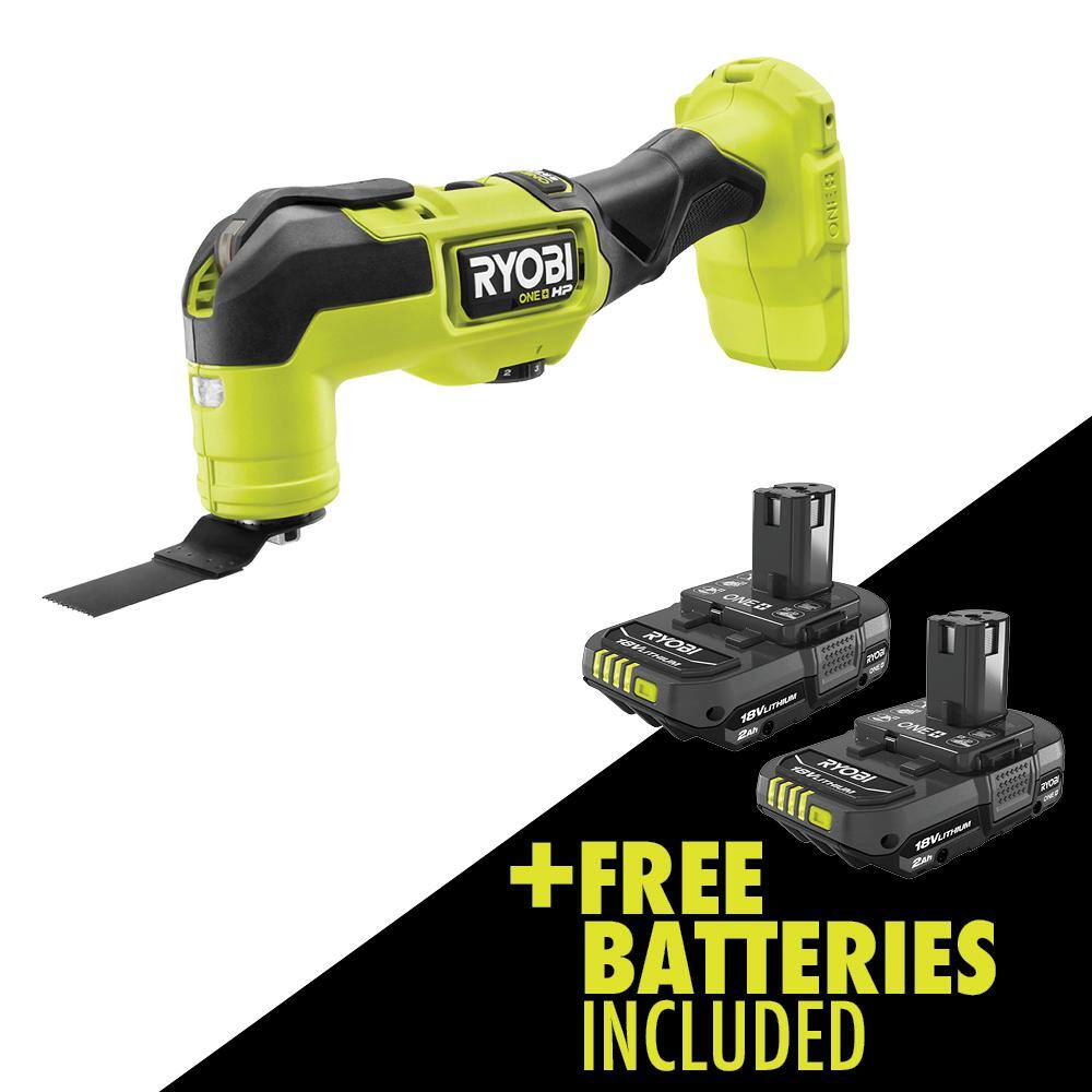 RYOBI ONE+ HP 18V Brushless Cordless Multi-Tool with FREE 2.0 Ah Battery (2-Pack) PBLMT50B-PBP2006