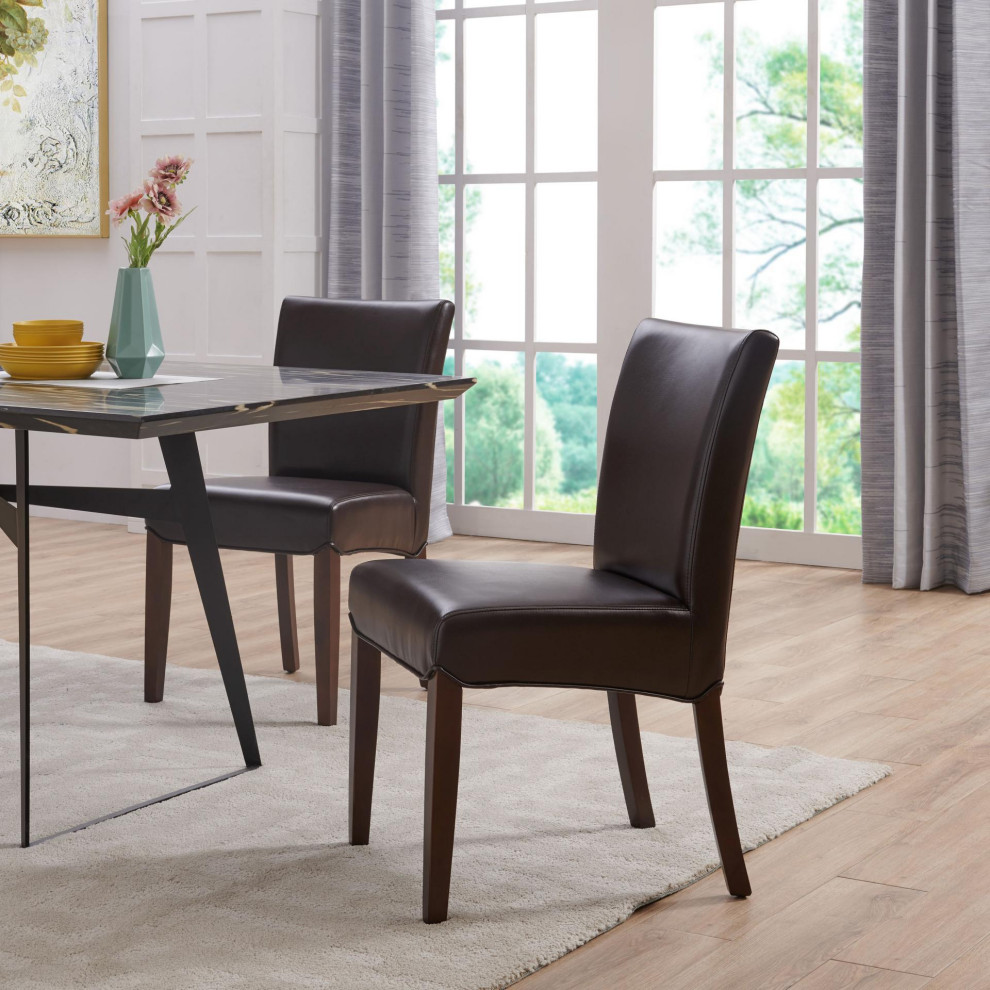 Alphie Bonded Leather Chair  Coffee Bean (Set Of 2)   Transitional   Dining Chairs   by Virgil Stanis Design  Houzz