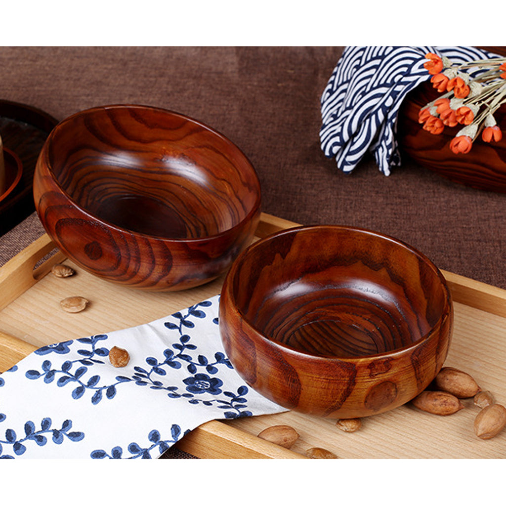 Japanese Style Dinner Fruits Vegetables Wooden Bowl Salad Dessert Round Dining Serving Bow.5x7cm