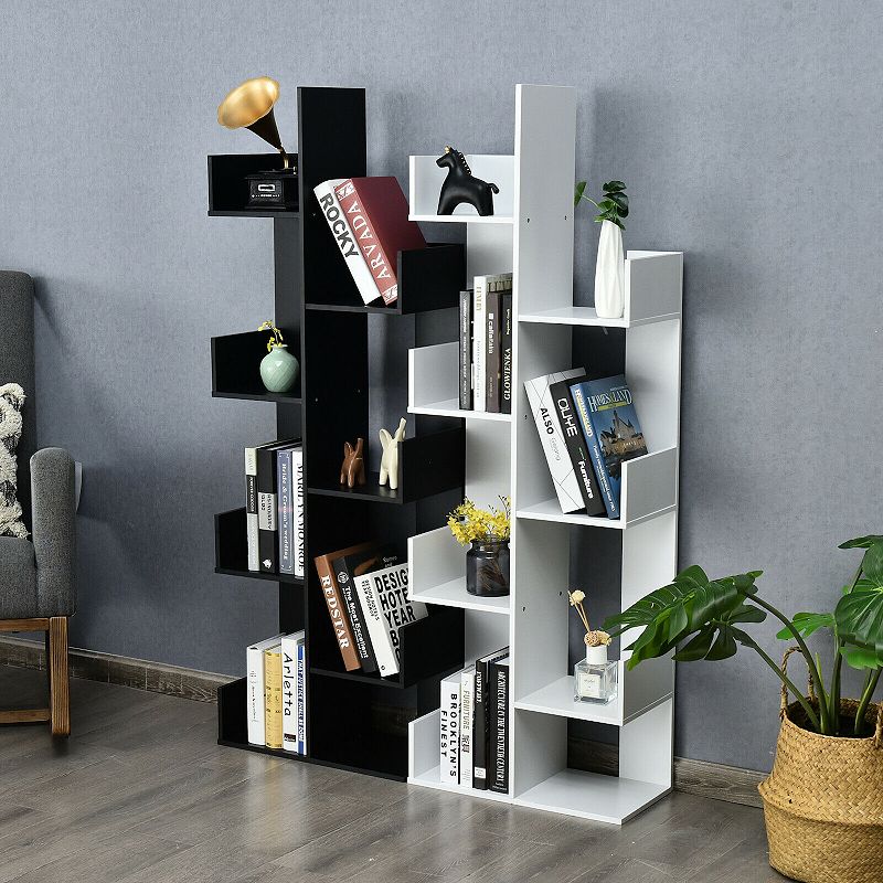 8-Tier Bookshelf Bookcase with 8 Open Compartments Space-Saving Storage Rack