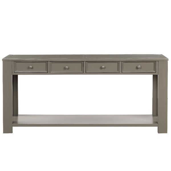 Modern Sofa Table with Storage Drawers and Bottom Shelf