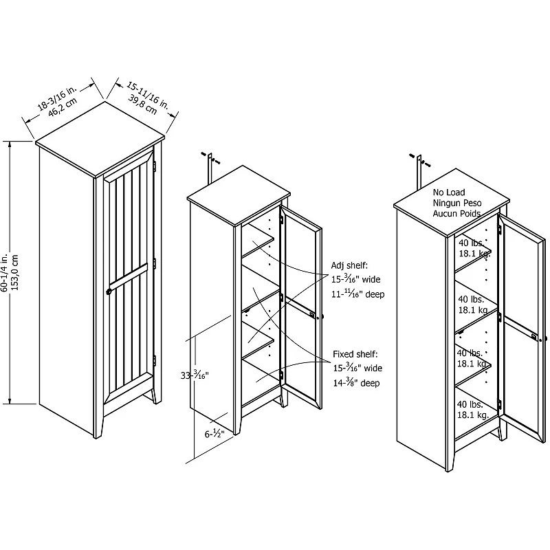 Ameriwood Home Milford Single Door Storage Pantry Cabinet