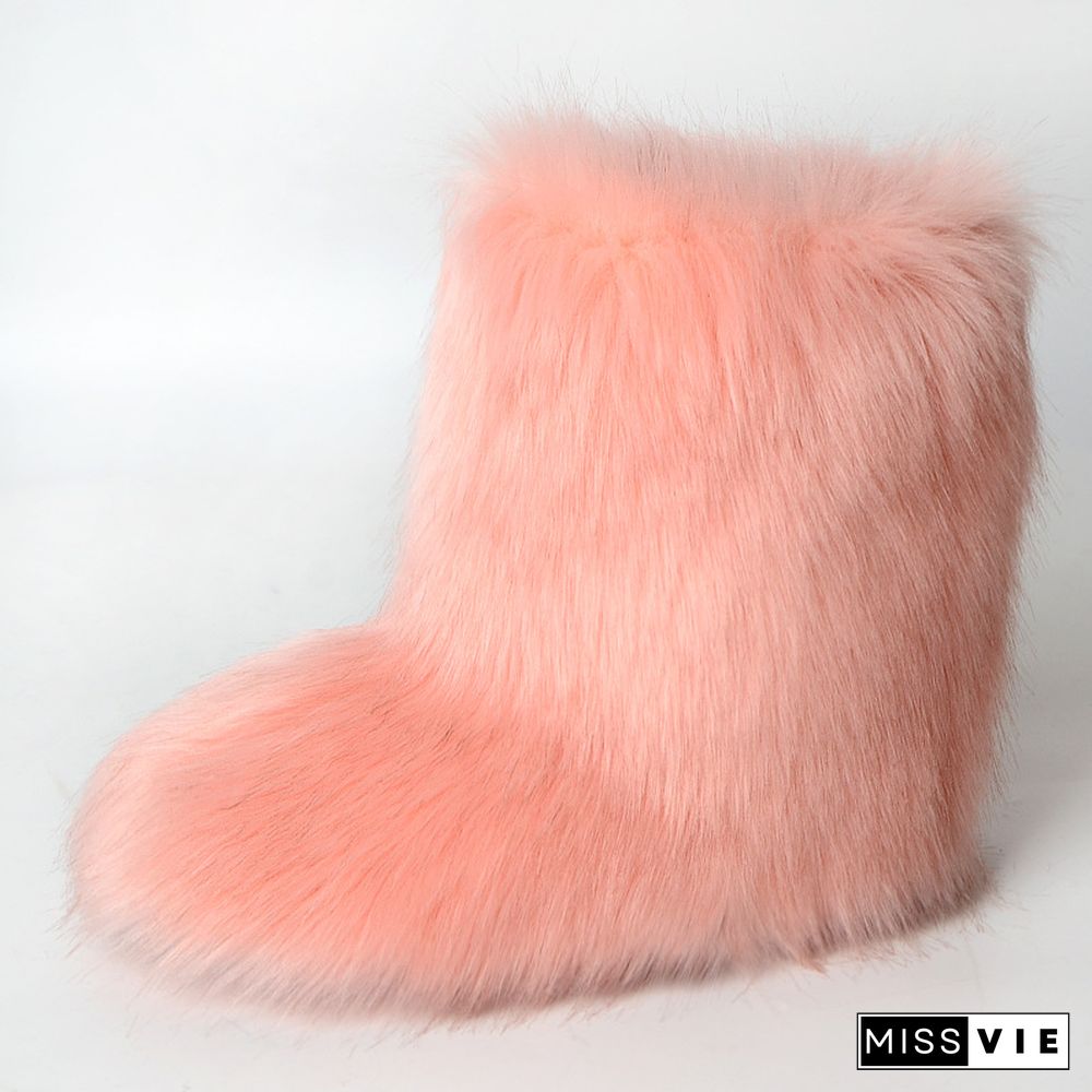 Fashion Casual Fur Boots Plus Velvet Ski Boots