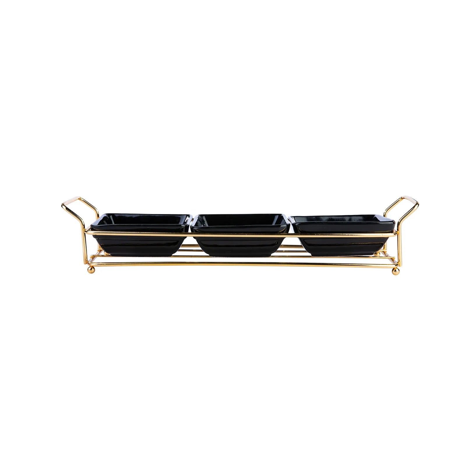 Karaca Sarah 3-Piece Gold-Black Plate Treats 153.20.01.0180