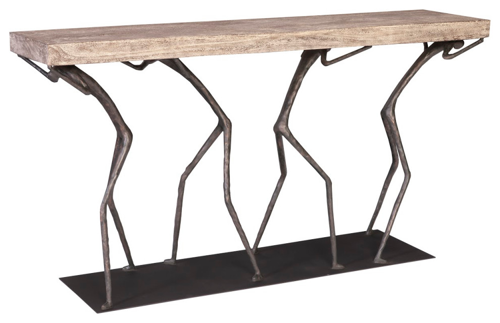 Atlas Console Table  Chamcha Wood  Metal   Industrial   Console Tables   by Phillips Collection  Houzz