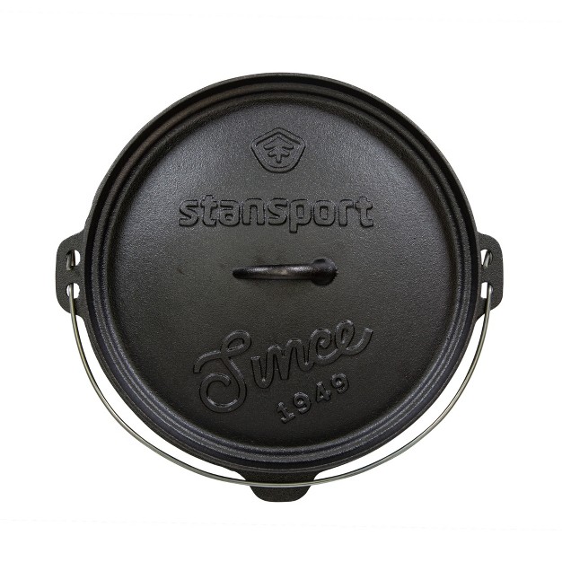 Stansport Preseasoned Cast Iron Flat Bottom Dutch Oven