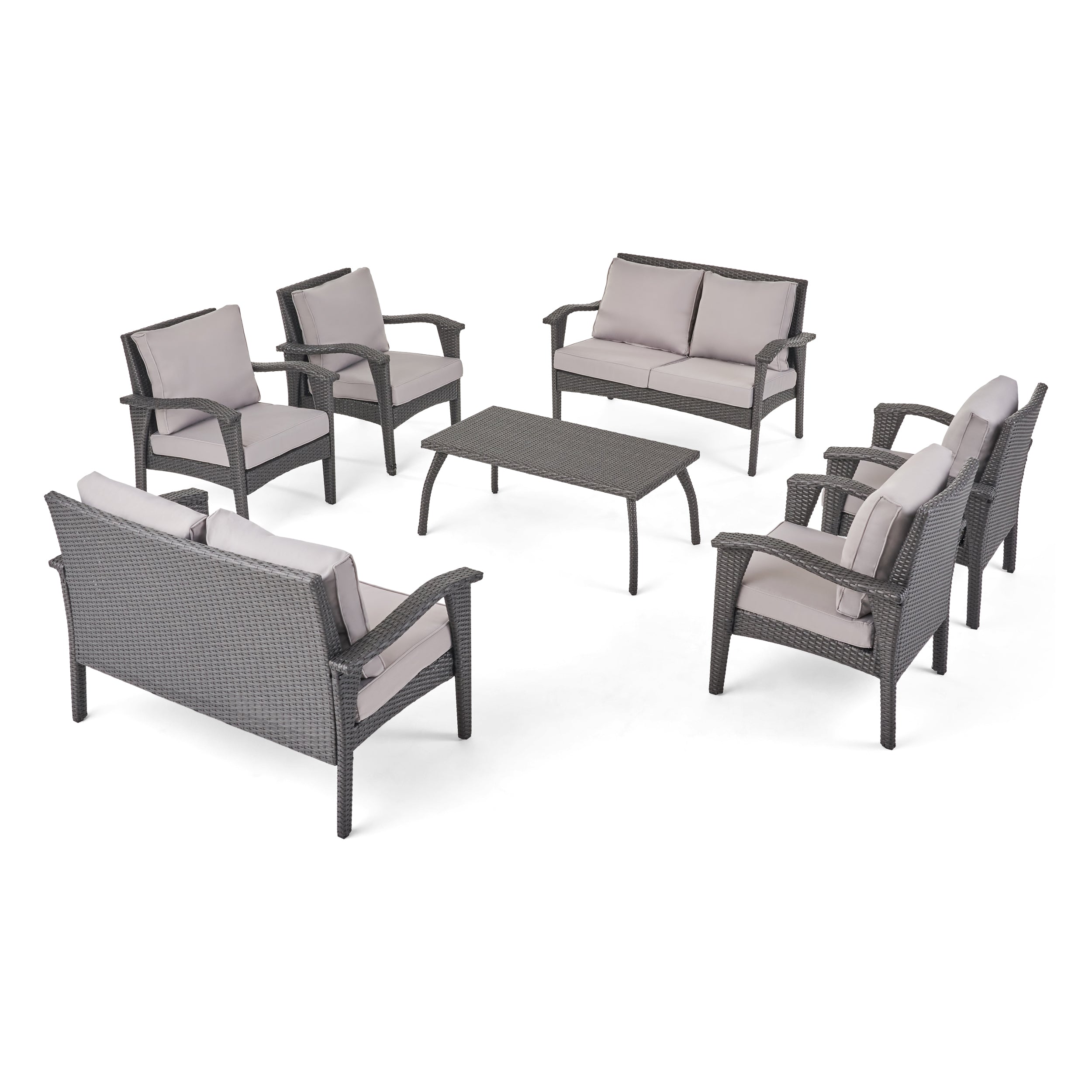 Voyage Outdoor 6 Seater Wicker Chat Set with Cushions