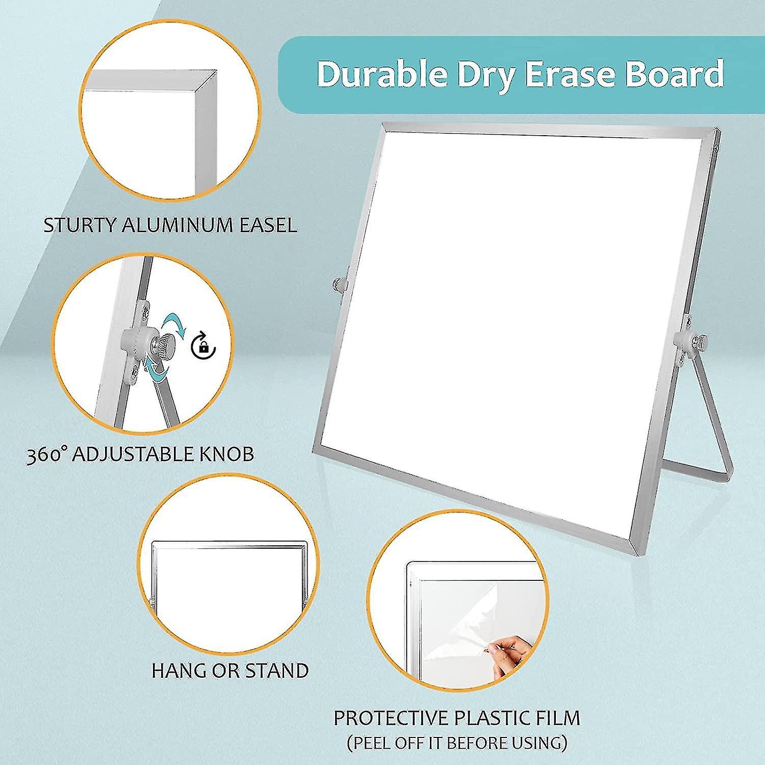 Dry Erase White Board， 16inx12in Large Magnetic Desktop Whiteboard With Stand， 10 Markers， 4 Magnets， 1 Eraser， Portable Double-sided White Board Ease