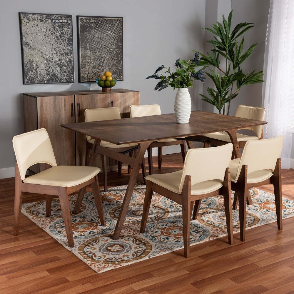 Afton Mid Century Modern 7 Piece Dining Set