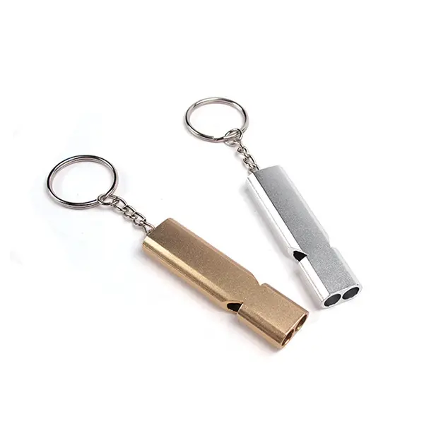 Double frequency Gold/Sliver Emergency EDC Survival Whistle Keychain Aerial Aluminum oy Camping Hiking Accessory Tool