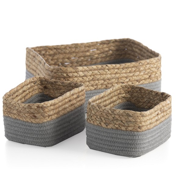 Set Of 3 Grey Dalton Organizer Baskets Gray Shiraleah