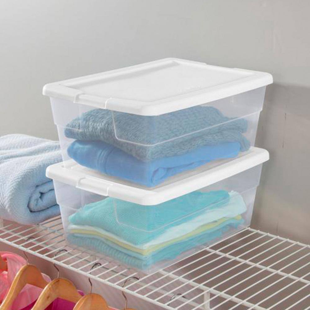 Sterilite 16 qt. Plastic Stacking Storage Box Container Tub in Clear (24-Pack) 24 x 16448012