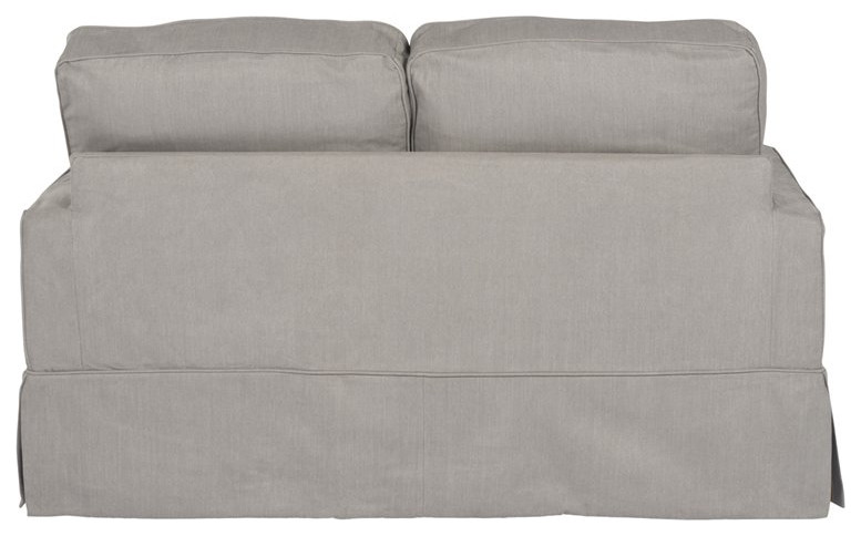 Sunset Trading Americana Box Cushion Fabric Slipcovered Loveseat in Gray   Farmhouse   Loveseats   by Homesquare  Houzz