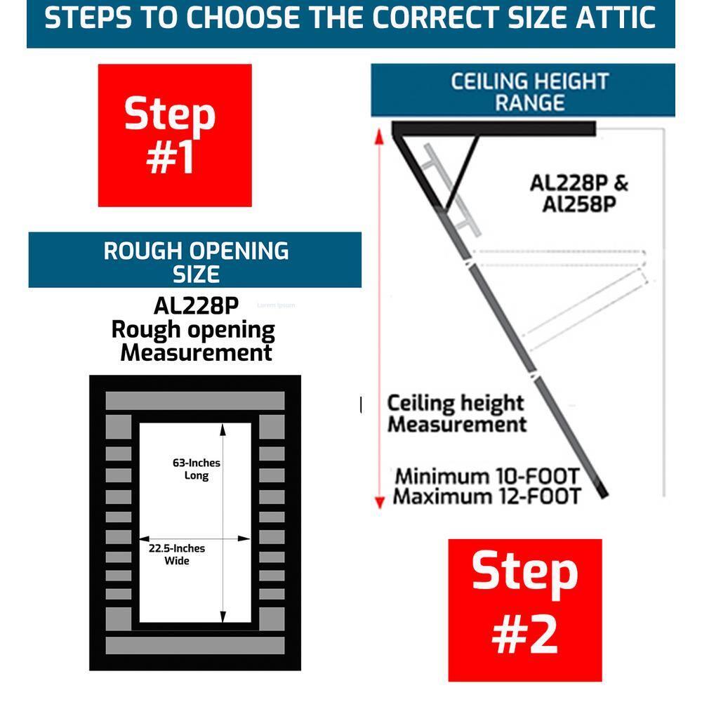 Louisville Ladder Everest 10 ft. - 12 ft. 22.5 in. x 63 in. Aluminum Attic Ladder with 350 lb. Load Capacity AL228P