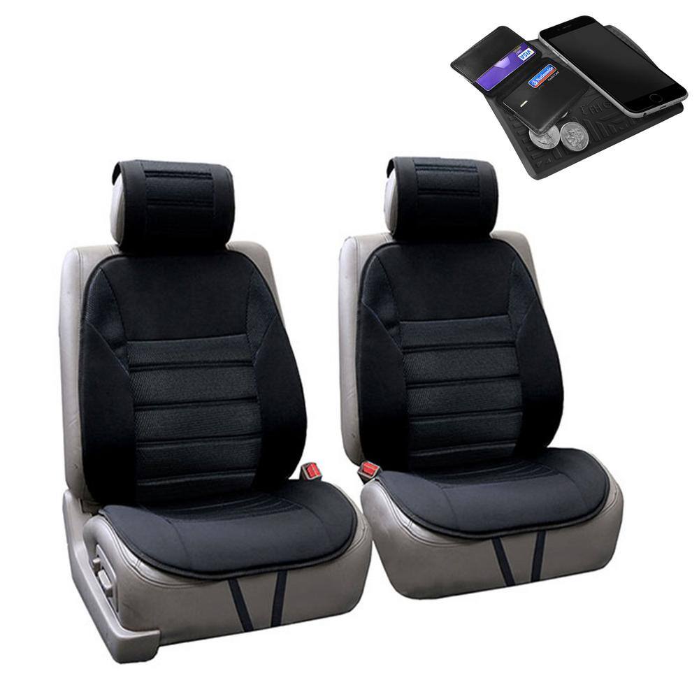 FH Group Polyester 47 in. x 23 in. x 1 in. Premium Front Seat Cushions DMFB201BLACK102