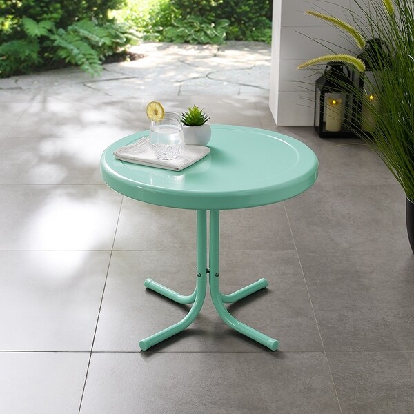 Crosley Retro Metal Side Table In Aqua