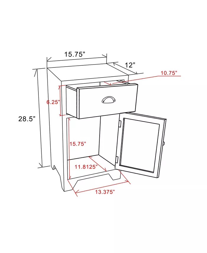 Luxen Home Wood Farmhouse Side And End Table