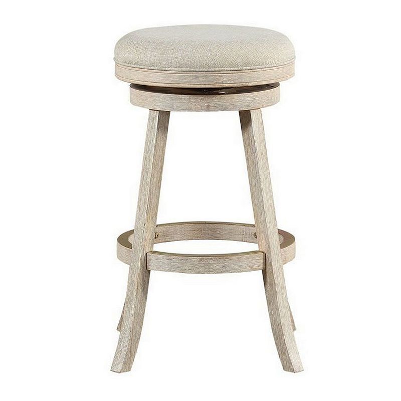 29 Inches Wooden Swivel Bar Stool with Round Fabric Seat， Gray