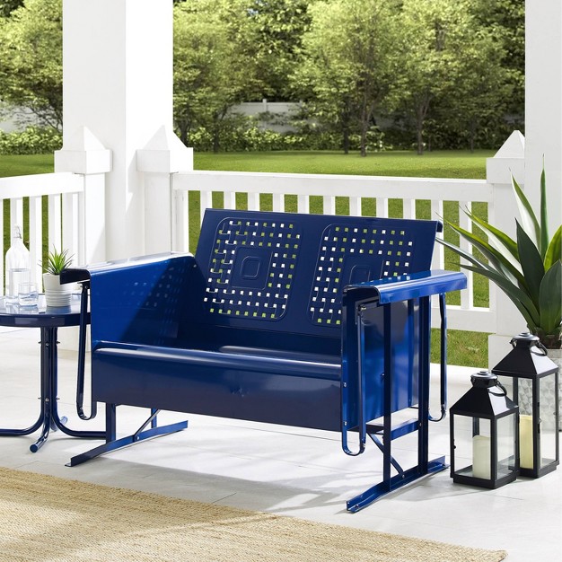 Bates Outdoor Metal Loveseat Glider Navy Crosley