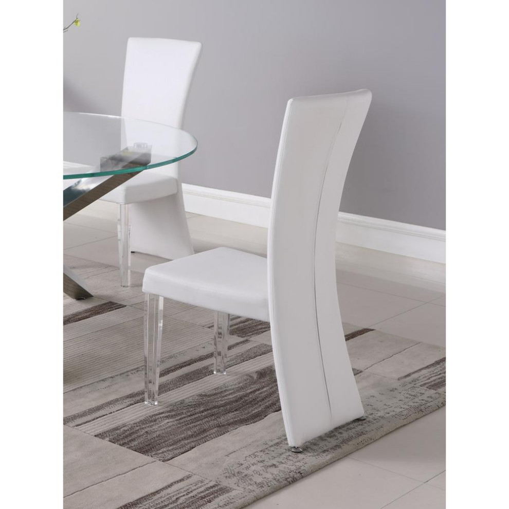 Curved High Back Side Chair With Solid Acrylic Legs   Contemporary   Dining Chairs   by VirVentures  Houzz