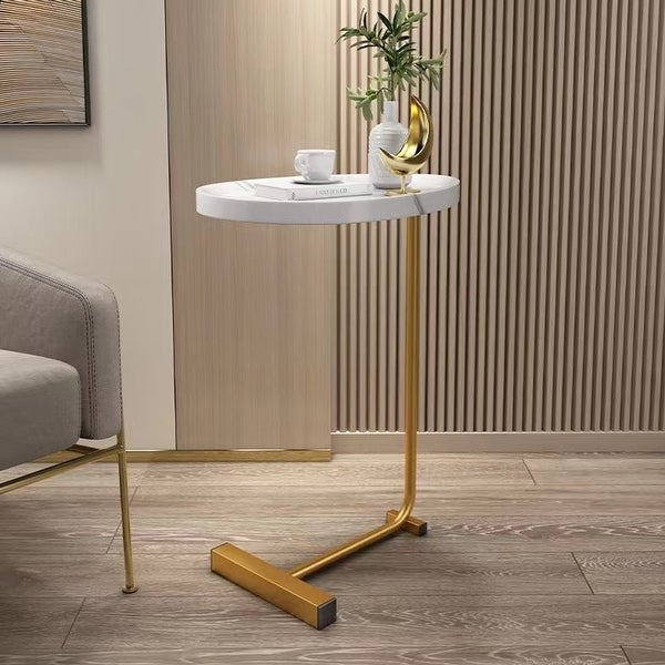 2-pieces Brown C-shaped Side Table