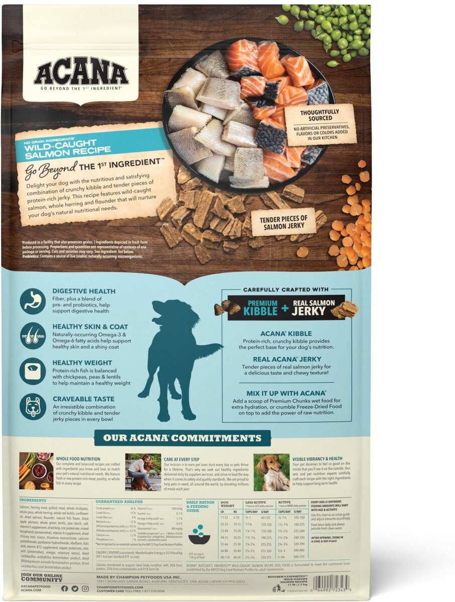 ACANA Butcher’s Favorites Grain-Free Wild-Caught Salmon Recipe Dry Dog Food