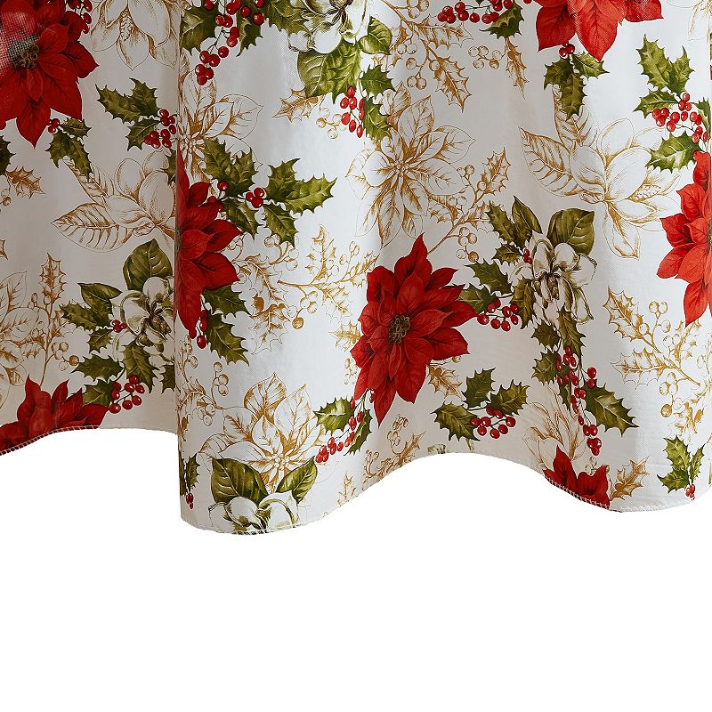 Elrene Home Fashions Poinsettia Grace Vinyl Oval Tablecloth