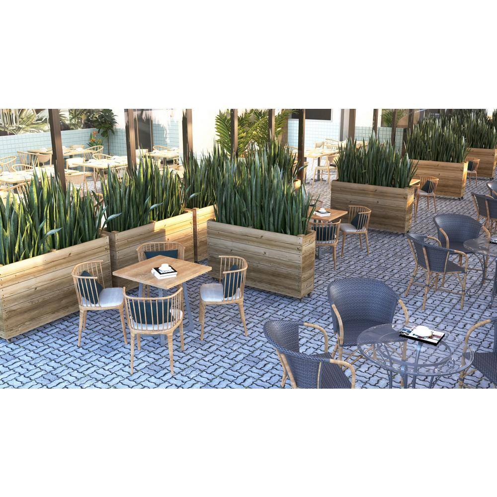 Ejoy 44 in. x 12 in. x 36 in. Solid Wood Mobile Planter Barrier in Unfinished Wood Color SolidWoodPlanter_44x36x12